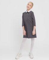 Платье с рукавом 3/4 и декоративным бантом серое из плотного трикотажа Button Blue, школьная форма для девочек  фото, kupilegko.ru